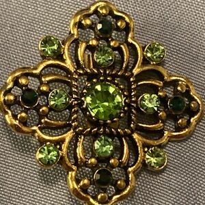 Vintage Gold and Green Brooch